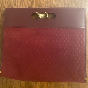Brand New Saint Laurent Burgundy Wine Logo Palm Tote Bag